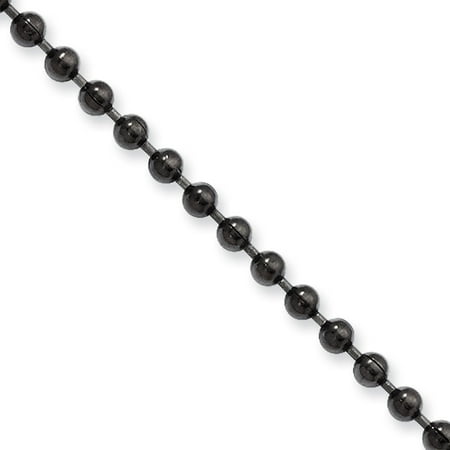 - 3mm Stainless Steel Black-Plated Beaded Chain Necklace, 20 Inch