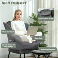 thumbnail image 4 of HOMCOM Lazy Chair and Ottoman with Side Pockets, Accent Chair, Gray, 4 of 8