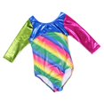 thumbnail image 1 of Maillot de gimnasia artística de manga larga con rayas de colores con metálica 5-6 años Colcomx Disfraz de Leotardo para Niños, 1 of 8