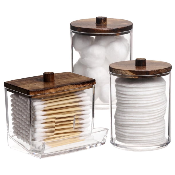 Dispensador de bolas y bastoncillos de algodón Tbestmax Qtips Holder 300/200 ml