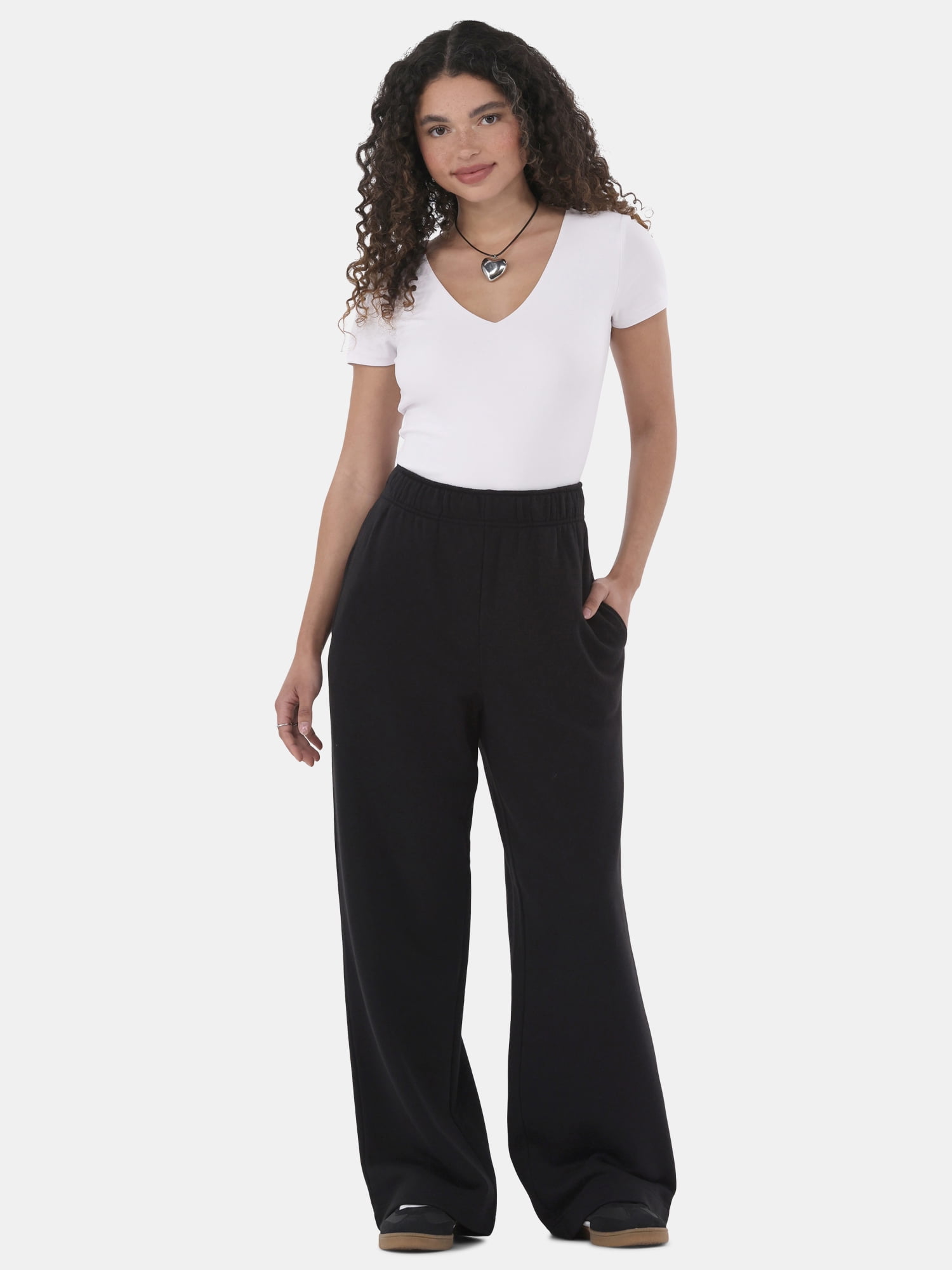 No Boundaries Wide-Leg Fleece Pants, 30” Inseam, Women’s and Women’s Plus