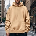 thumbnail image 2 of Zshosam Men's EverSoft Fleece Hoodie Pullover Sweatshirt(Khaki,S), 2 of 9