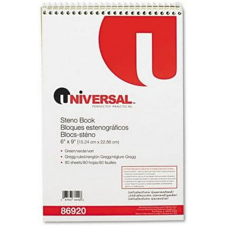 Steno Book, Gregg Rule, 6 x 9, Green, 80 per Pad -- Sold as 2 Packs of - 1 - / - Total of 2 Each