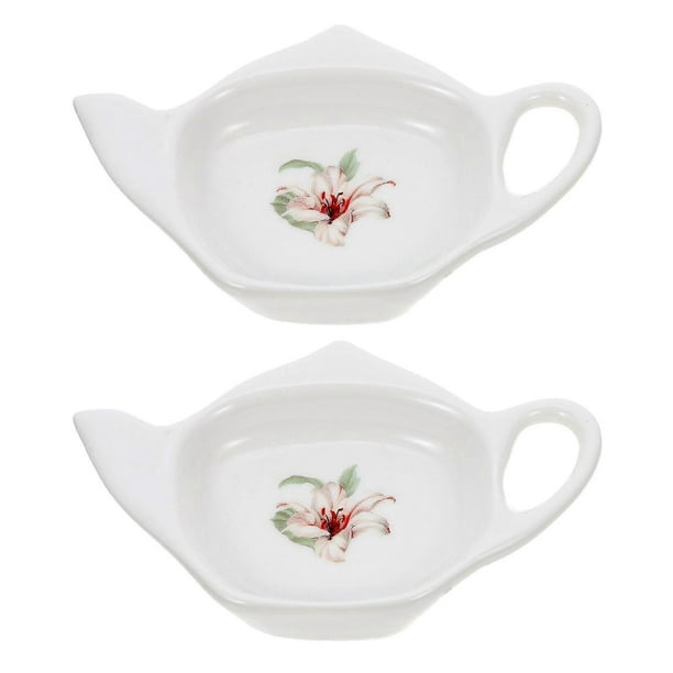 2Pcs Ceramic Tea Bag Holders Exquisite Tea Bag Tray Small Loose Tea Dish Tea Bag Coaster Tray