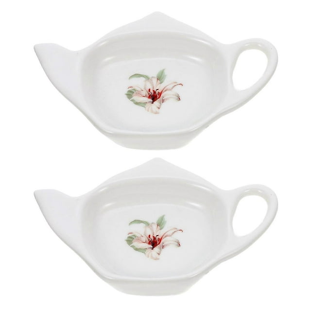 2Pcs Ceramic Tea Bag Holders Exquisite Tea Bag Tray Small Loose Tea Dish Tea Bag Coaster Tray
