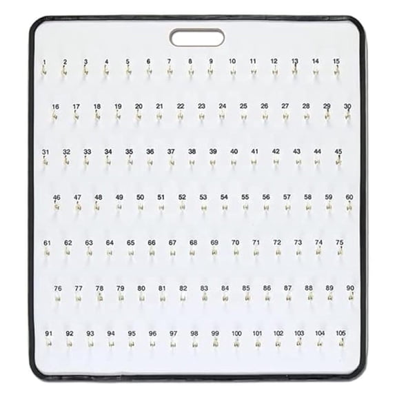 105 Hook Key Holder Wall Mount for Office, Work, Valet - Self Locking Hook Board - Portable Keyboard for Storage and Transport of Keys (105 )