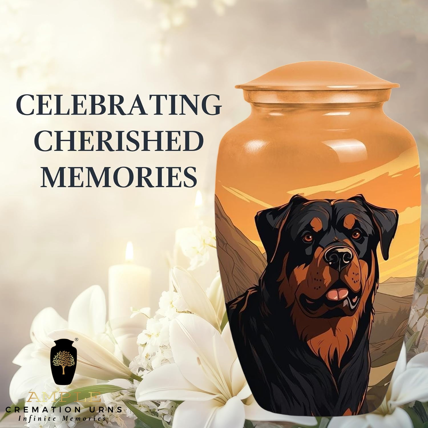 Rottweiler Dog Cremation Urn for Ashes – Pet Memorial Urn for Dogs Aluminum
