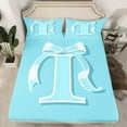 thumbnail image 2 of Erosebridal Monogrammed I Sheet Set Twin, Initial Letter Bedding Sets Twin Size, Blue Bow Reversible Twin Sheet Sets, Super Cozy Bedroom Decor, 3 Pieces, 2 of 7