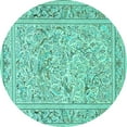 thumbnail image 1 of Ahgly Company Indoor Round Animal Turquoise Blue Traditional Area Rugs, 3' Round, 1 of 4
