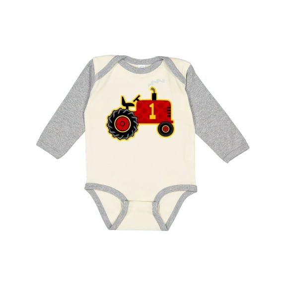 Inktastic Red Tractor 1st Birthday Boys Long Sleeve Baby Bodysuit