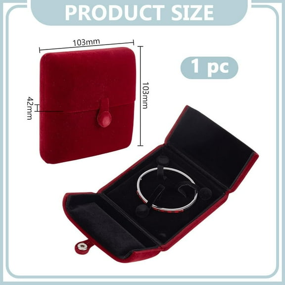 Velvet Bracelet Box Double Open Jewelry Gift Box Bracelet Jewelry Packaging Boxes for Birthday Wedding Engagment Proposal Anniversary Dark Red