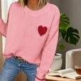 thumbnail image 6 of ZQUUVOU Women's Hearted Printed Pullover Tops Long Sleeve Round Neck Casual Blouse for Fall Winter Layering Outfits Hot Pink, 6 of 6
