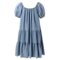 thumbnail image 5 of OVINYER Dress Women Loose Cake Short Sleeve Denim Dress Lightweight Soft Breathable, 5 of 6