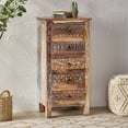 thumbnail image 2 of GDF Studio Willards Boho Handmade Wood 5 Drawer Chest, Multicolored and Natural, 2 of 9
