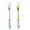 Blue: Silver + Gold, variant on Small Forks 2Pcs Stainless Steel Appetizer Forks with Pearl Handle（5.24×0.59in）