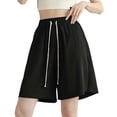 thumbnail image 4 of Knee Length Shorts for Women Summer Casual Chiffon Lightweight Elastic High Waist Wide Leg A Line Flowy Shorts, 4 of 4