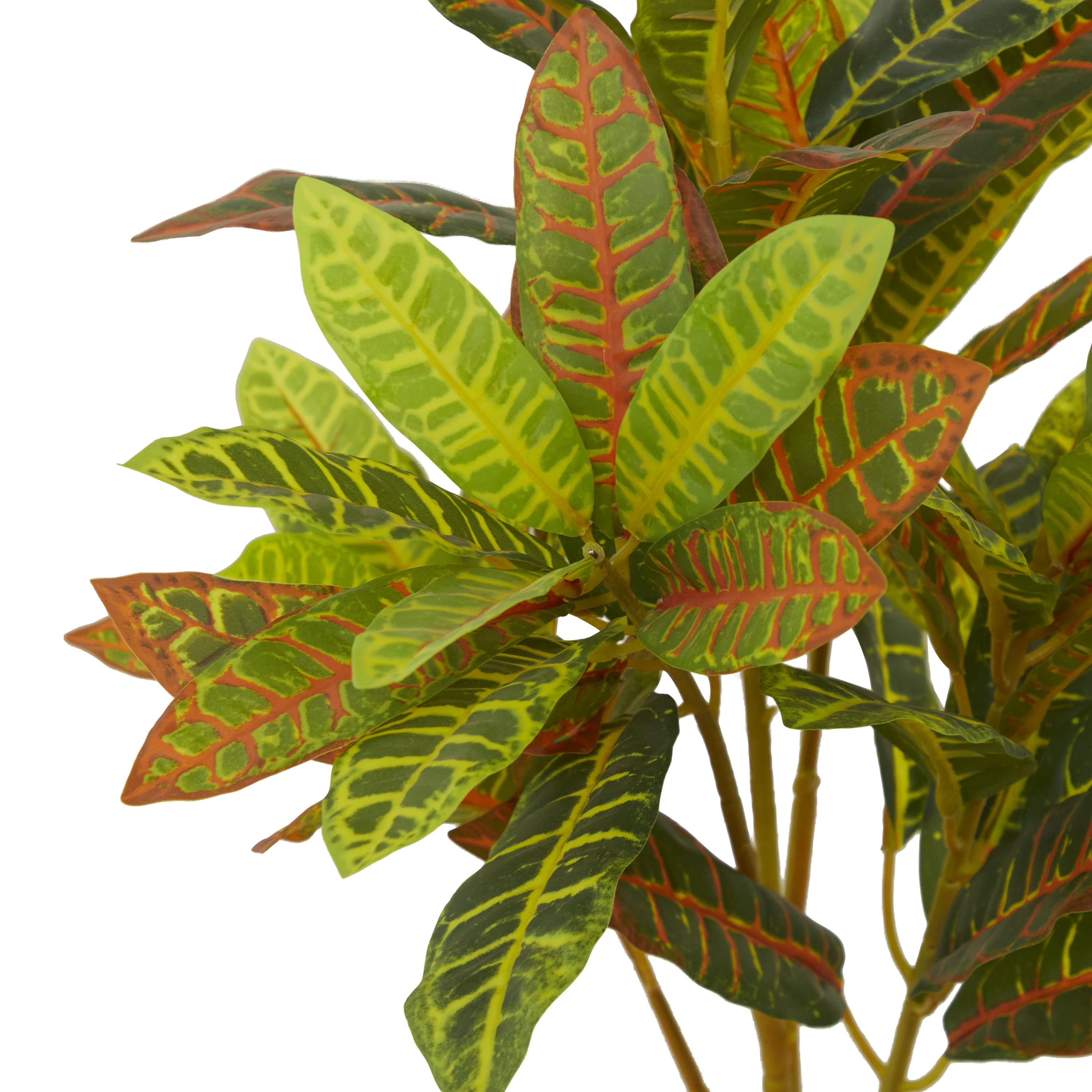 DecMode 30" Artificial Crotons Plant in Realistic Leaves and Floral Patterned Pot