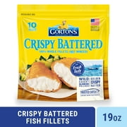 Gorton’s Crispy Battered Fish 100% Whole Fillets (Not Minced), Wild Caught Alaskan Pollock, Frozen, 10 Count, 19 Ounce Resealable Bag