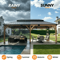 thumbnail image 2 of ALAULM 12'x 20' Outdoor Hardtop Pergola,Wall Mounted Lean to Gazebo with Sloped Sun Panel Roof & Storage Cupboard, Galvanized Metal Frame,Sunshade for Patio, Backyard, Deck and Poolside, 2 of 11