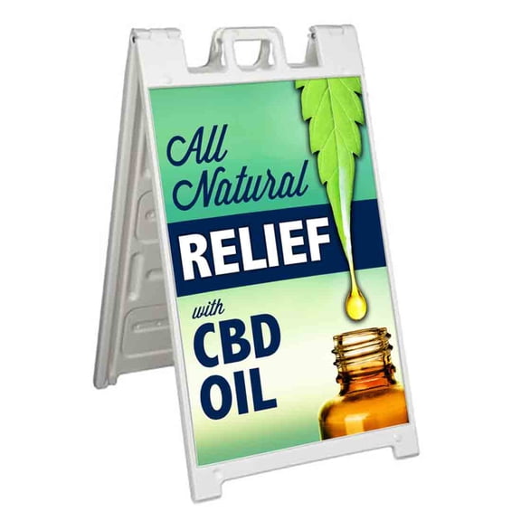 All Natural Relief With CBD (24" X 36") Standard A-Frame Signicade, Includes Decal Applied To Stand