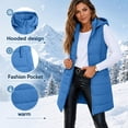 thumbnail image 6 of MOONDU Women's Long Puffer Vest Hooded Sleeveless Quilted Zip Up Longline Winter Warm Outerwear with Pockets Casual Top 8 Colors S-XXL, 6 of 9
