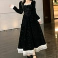 thumbnail image 5 of Njagoc3 Womens Long Sleeve Velvet Tie - Front Midi Dress, Formal Evening & Gothic Party Outfit, 5 of 6