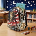 thumbnail image 3 of Xoenoiee Wolf American Flag Camo Print School Bags for Kids Boys Elementary Middle School Students Backpack Children Bookbags Casual Large Capacity Travel Daypack (17 Inches), 3 of 7