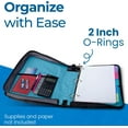 thumbnail image 6 of Case-it The Universal Zipper Binder - 2 inch O-Rings - Padded Pocket that holds up to 13 inch Laptop/Tablet - Multiple Pockets - 400 Page Capacity - Comes with Shoulder Strap - Teal LT-007, 6 of 7