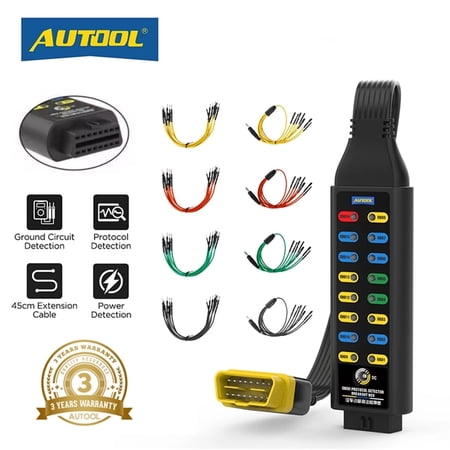 AUTOOL Automotive 16 Pin OBD2 Protocol Diagnostic Detector ,Breakout Box OBD line Tester for OBD2 Scanner, Car Code Reader, Car Computer Reader