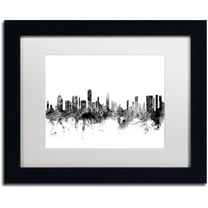 Trademark Fine Art "Honolulu Hawaii Skyline B&W" Canvas Art by Michael Tompsett, White Matte, Black Frame