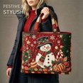 thumbnail image 3 of Christmas Quilted Tote Bag for Women, Large Reusable Shopping Bag, Holiday Print Shoulder Handbag, Grocery Travel Gift Tote Purse, 3 of 6