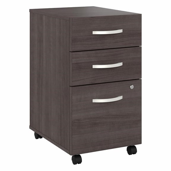 Maklaine Engineered Wood 3 Drawer Mobile File Cabinet in Storm Gray