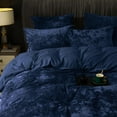 thumbnail image 2 of PHF Truly Velvet Duvet Cover Set Queen Size, 3 Pieces Luxury Ultra Soft Comforter Cover Set, Warm Flannel Duvet Cover with 2 Pillow Shams Bedding Collection, 90"x90", Navy Blue (No Insert), 2 of 7