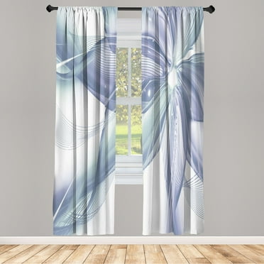 Ambesonne Abstract Curtains, Geometrical Flower Artwork, Pair of 28"x63", Pale Teal