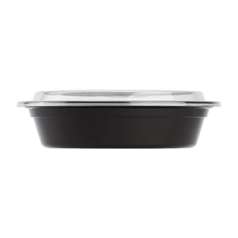 24oz Black Disposable Plastic Round Microwavable Food Container With L –  EcoQuality Store