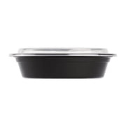 Karat [150 Pack - 24oz] Reusable Microwavable Meal Prep Containers with Lids | Black Round Plastic Food Containers (IM-FC4024B)