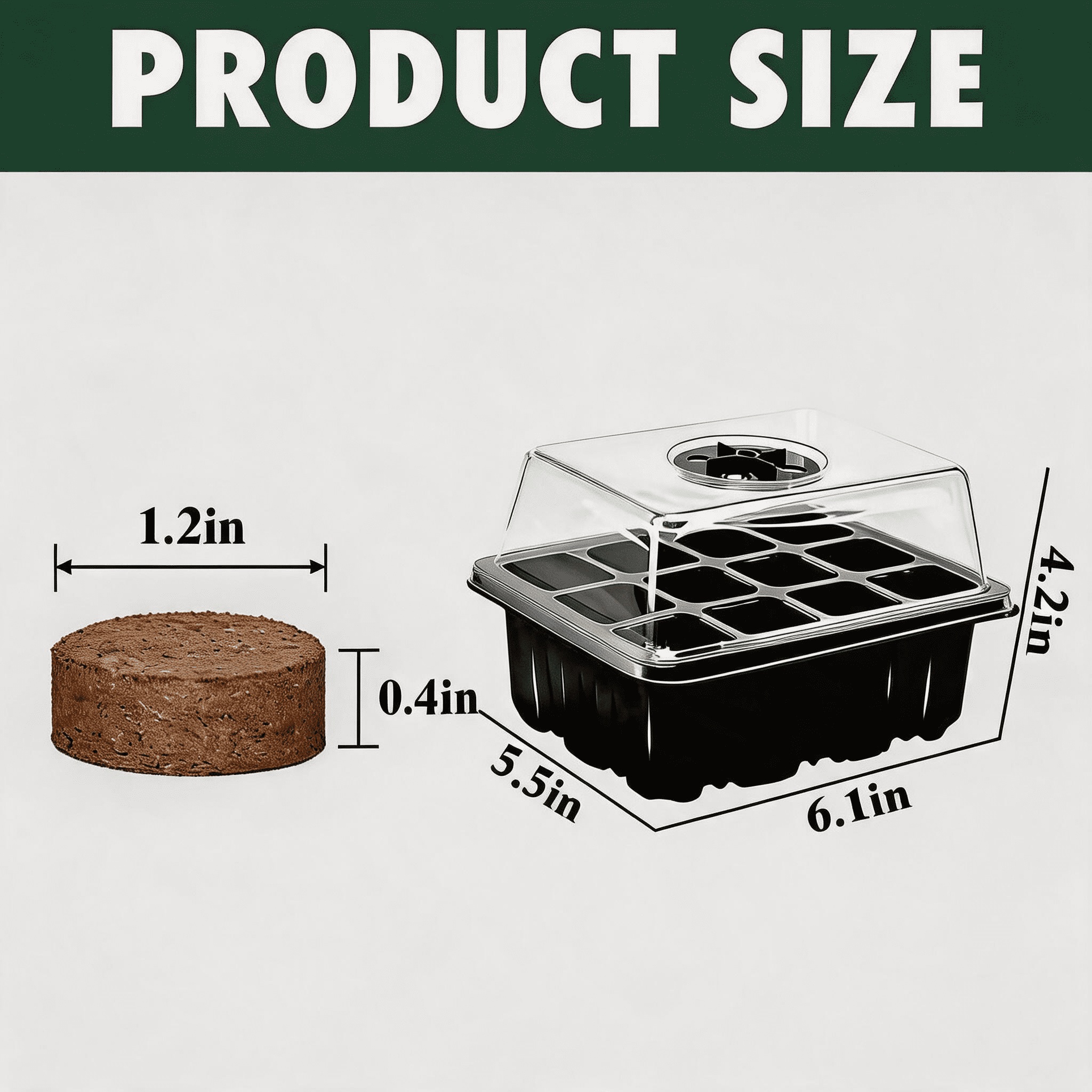 Seed Starter Tray Kit, 6-Piece Humidity Controlled Trays and 90 Eco-Friendly Coco Coir Pellets, Seedling Germination Station with Dome for Indoor Garden and Vegetables
