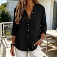 thumbnail image 4 of Black Shirts for Womens 3/4 Sleeve Fall Slim Fit Basic Shirt Layer for Office, 4 of 6
