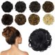 thumbnail image 1 of Extensión de moño 100% cabello humano, moño desordenado, coleteros para el cabello rizado, extensiones de cola de caballo para mujeres y niñas, postizo de donut Updo, negro azabache Xemadio WMZL-664-4, 1 of 5