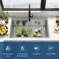 thumbnail image 3 of 33 Inch Undermount Kitchen Sink, 304 Stainless Steel Double Bowl, Dual Mount Drop-In or Undermount, Noise Reduction, Heavy Duty Modern Design, Rust Resistant Finish, 3 of 18