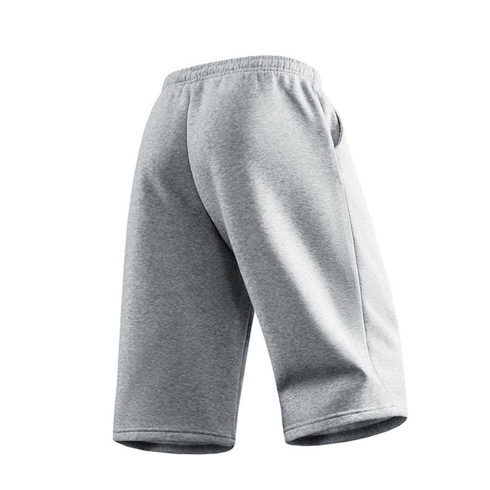 CHEEREAM Mens Capri Sweatpants Cropped Wide Leg Elastic Drawstring Waist Trouser with Pockets Baggy Comfy Gym Training Running Everyday Casual Wear