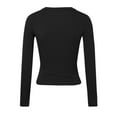 thumbnail image 4 of Blouses for Women Novelty Solid Color Sexy Button V-Neck Long Sleeve Tunic Shirts Stretch Slim Fit Workout Pullover Tees, 4 of 5