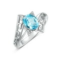 thumbnail image 3 of RYLOS Rings for Women Sterling Silver Greek Key Designer Ring 9X7MM Gemstone & Diamond Ring December Blue Topaz Jewelry Size 8, 3 of 7