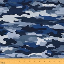 Feelyou Camo Child Fabric by the Yard 1 Yard, Blue Camouflage Home Decor Fabric by the Yard, Teenager Boys Men Sewing Fabric, Super Cozy Room Decor