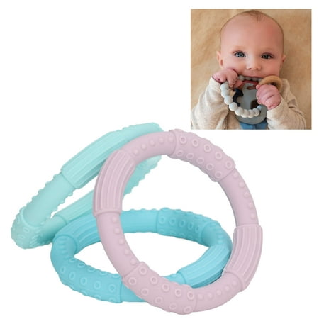 Teething Ring Toy, Gum Relief Silicone Teething Bracelet Textured 3pcs Bright Color For Home Travel For Baby Type 1 - Walmart.ca