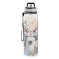 thumbnail image 2 of Deer Head Floral Flowers Sports Water Bottle Portable Travel Mug 32oz BPA Free Leak Proof Straw Transparent Tritan for Gym Yoga Cycling Camping, 2 of 7