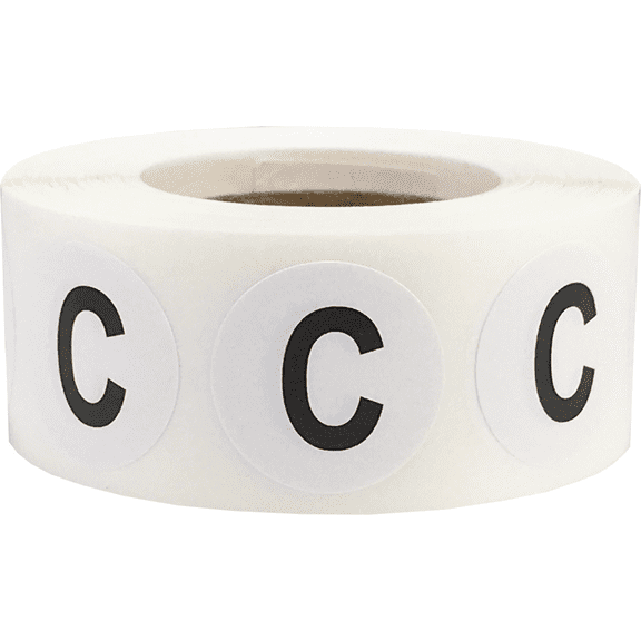Letter C Inventory Labels .75 Inch Round Circle Dots 500 Adhesive Stickers