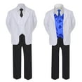 thumbnail image 2 of 5-7pc Formal Black White Suit Set Royal Blue Bow Long Tie Vest Boy Baby Kids Sm-20 Teen, 2 of 3