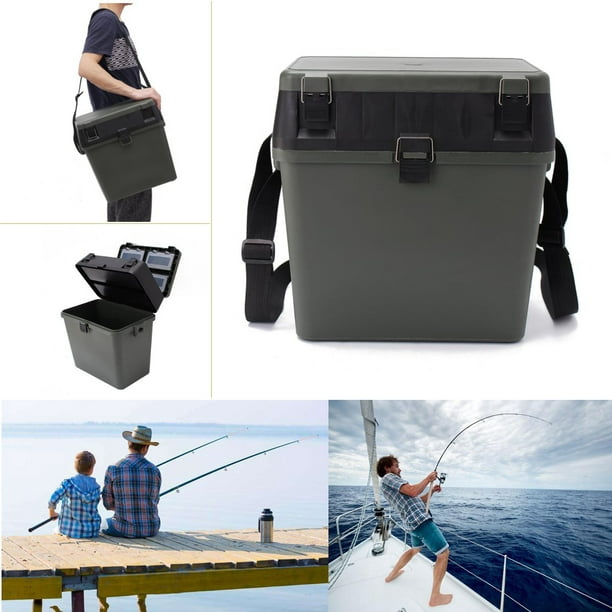 Fishing Tackle Seat Box Storage Carry Shoulder Strap Side Tray