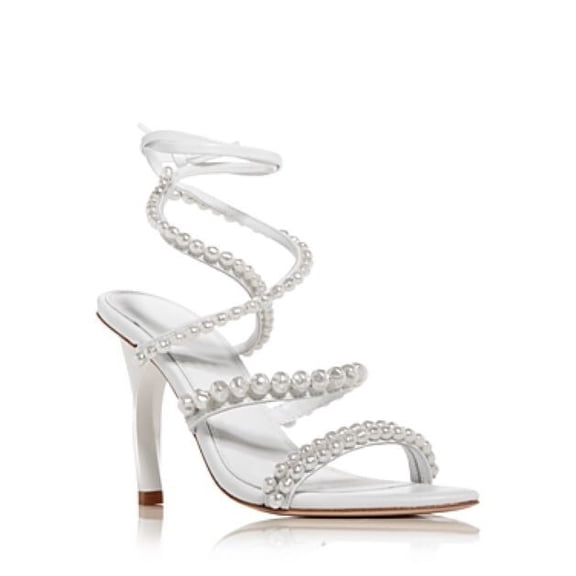 PICS Aje Alba Pearl Ankle Tie High Heel Silver Sandals 6 US 36 EU Rtl $325